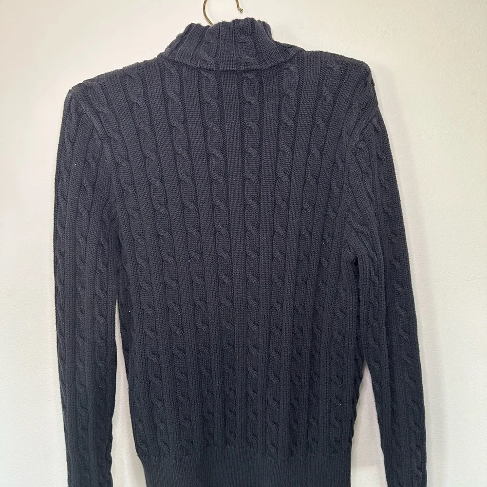 Ralph Lauren Black Zip-Up Cable Knit Sweater - Picture 9 of 9